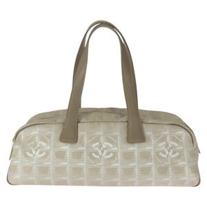 CHANEL New Travel Line Beige Nylon Leather Handbag with Gold Hardware, Mini B...